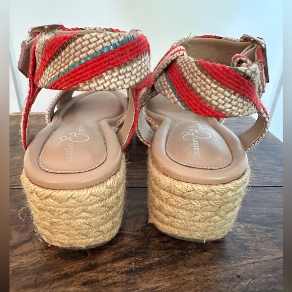 Market & Spruce size 8 platform espadrilles with orange, blue and neutral straps - Picture 4 of 8